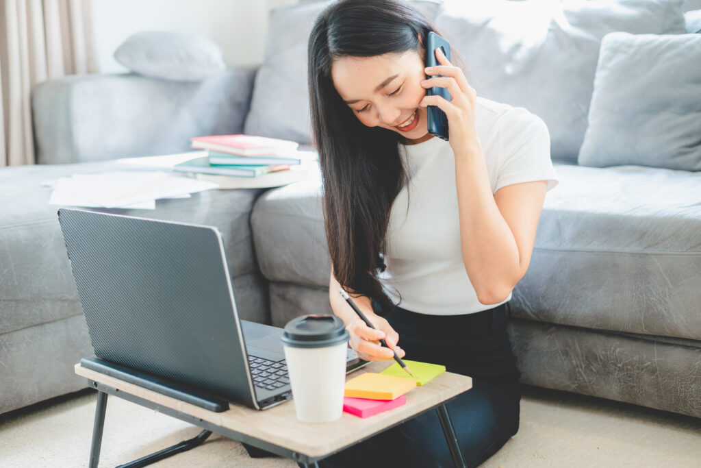 Dedicated remote healthcare specialist communicating with clinic staff during live practice hours